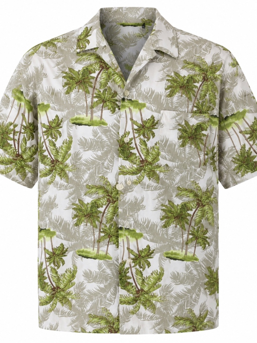 SOLD —HAWAIIAN XL FLORAL green tan PRINT 100% soft rayon